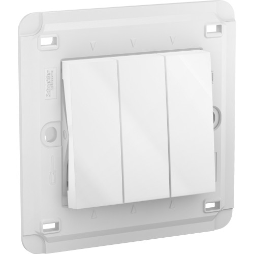 Schneider Unica - switch - 2-way - 16 AX 250 V AC - 3 gangs - white MGU5.243.18