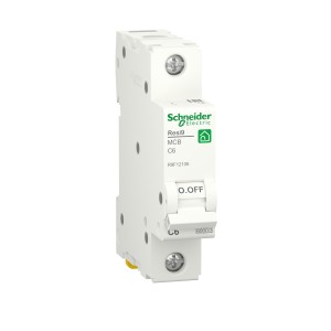 Schneider Miniature circuit breaker (MCB), Resi9, 1P, 6A, C curve, 6000A (IEC/EN 60898-1) R9F12106