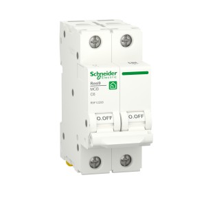 Schneider Miniature circuit breaker (MCB), Resi9, 2P, 6A, C curve, 6000A (IEC/EN 60898-1) R9F12206