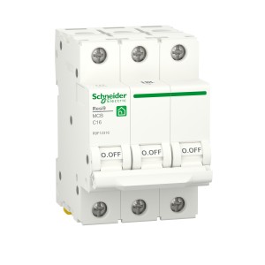 Schneider Miniature circuit breaker (MCB), Resi9, 3P, 16A, C curve, 6000A (IEC/EN 60898-1) R9F12316