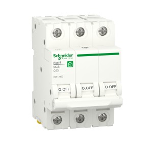 Schneider Miniature circuit breaker (MCB), Resi9, 3P, 63A, C curve, 6000A (IEC/EN 60898-1) R9F12363