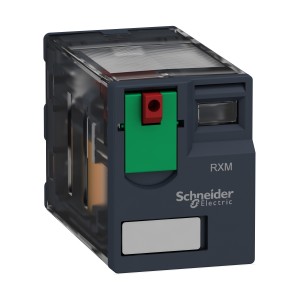 Schneider Harmony, Miniature plug-in relay, 6 A, 4 CO, with lockable test button, 120 V AC RXM4AB1F7