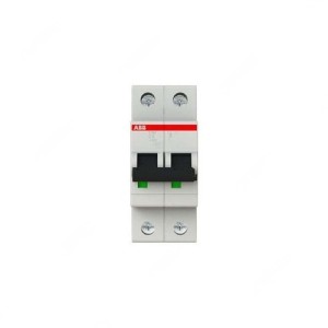 ABB Miniature Circuit Breaker, Curve Type C, 2 Pole, 6kA, 10A - S202-C10