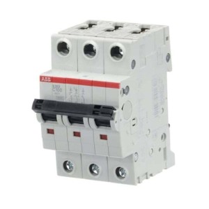 ABB Miniature Circuit Breaker, Curve Type C, 3 Pole, 6kA, 100A - S203-C100