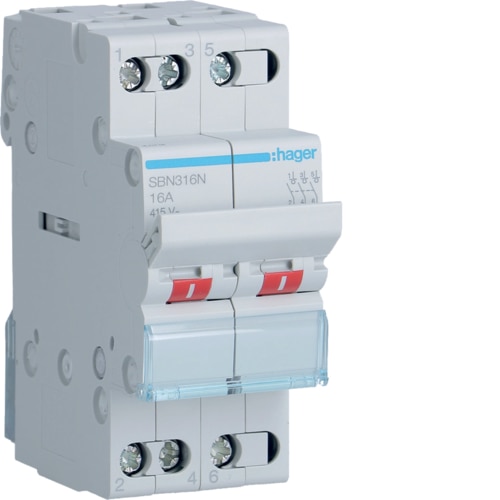 Hager 3-Pole, 16A Modular Switch - SBN316N