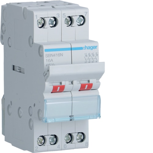 Hager 4-Pole, 16A Modular Switch - SBN416N