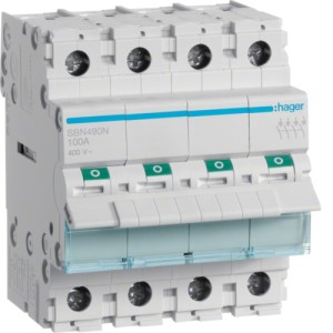 Hager 4-Pole, 100A Modular Switch - SBN490N