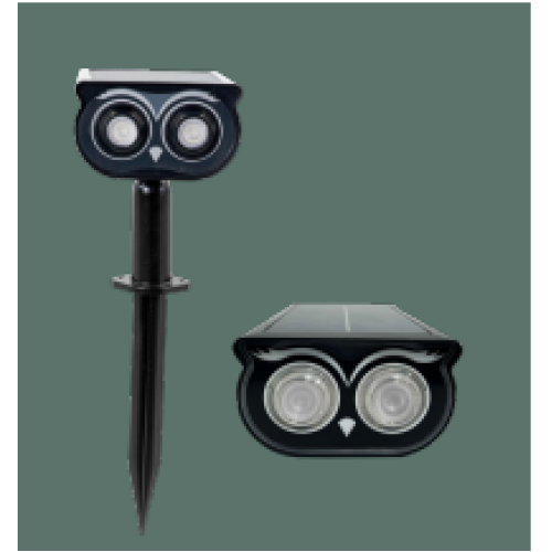 Frater Eco Solar Spike Light, Owl II, 1 W, 6500 K, with 3 Working Modes and Adjustable Eyeballs - FESPSO1WOWLII