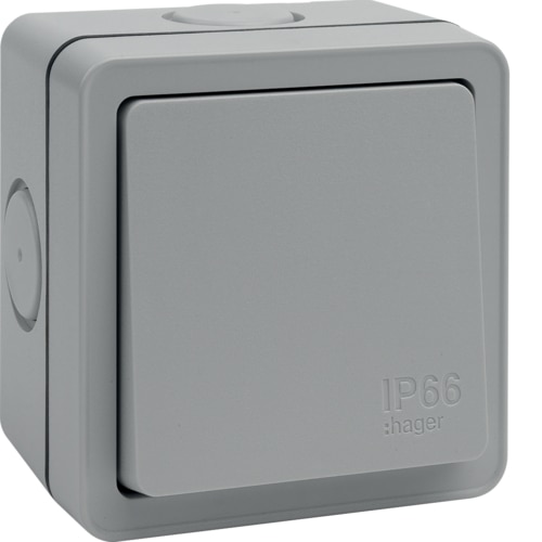 Hager IP66 10AX 1 Gang 2 Way Switch - WXPPS12