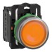 Schneider Illuminated push button, plastic, flush, orange, Ø22, spring return, 230...240 V AC, 1 NO   1 NC XB5AW35M5